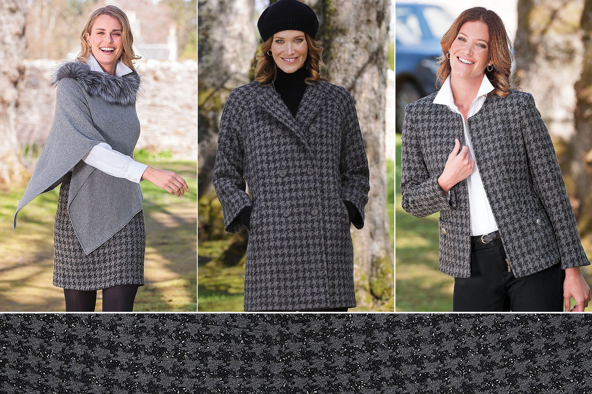 Pure new wool British Tweed dogtooth houndstooth ladies country clothing