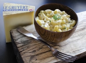 Le Gruyere Alpage AOP cheese chalet style macaroni comfort food
