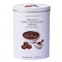 Gardiners Belgian Chocolate & Sea Salt Fudge Tin 300g Gardiners Belgian Chocolate & Sea Salt Fudge Tin 300g