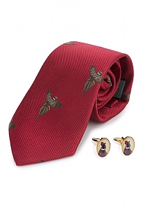 Fly Pheasant Silk Tie & Cufflinks Fly Pheasant Silk Tie & Cufflinks