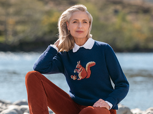 Ladies Lambswool Graphic Crew Neck Jumper