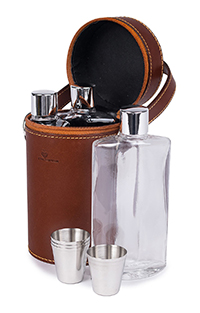 Leather Triple Flask Set