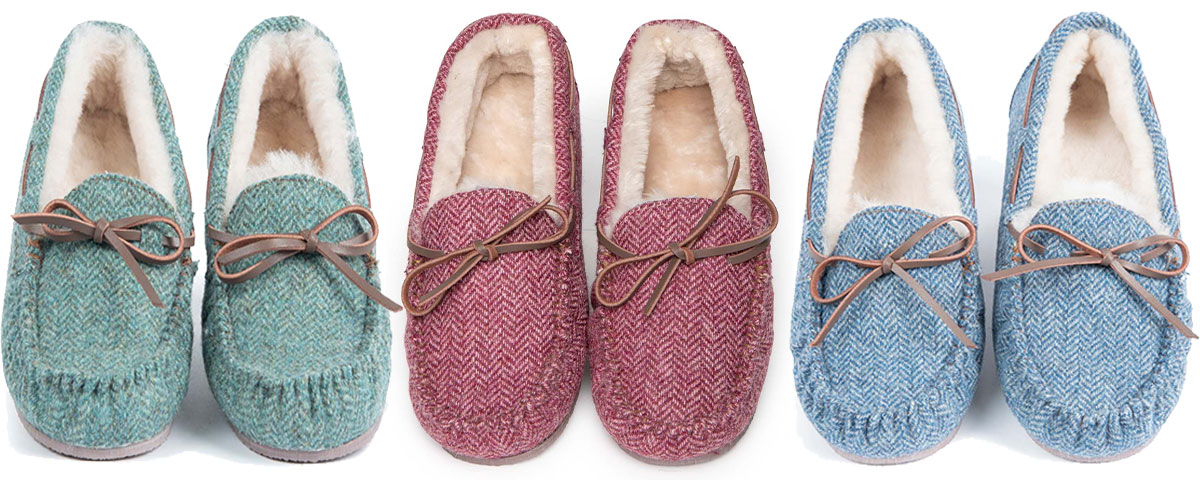 Shetland tweed slippers
