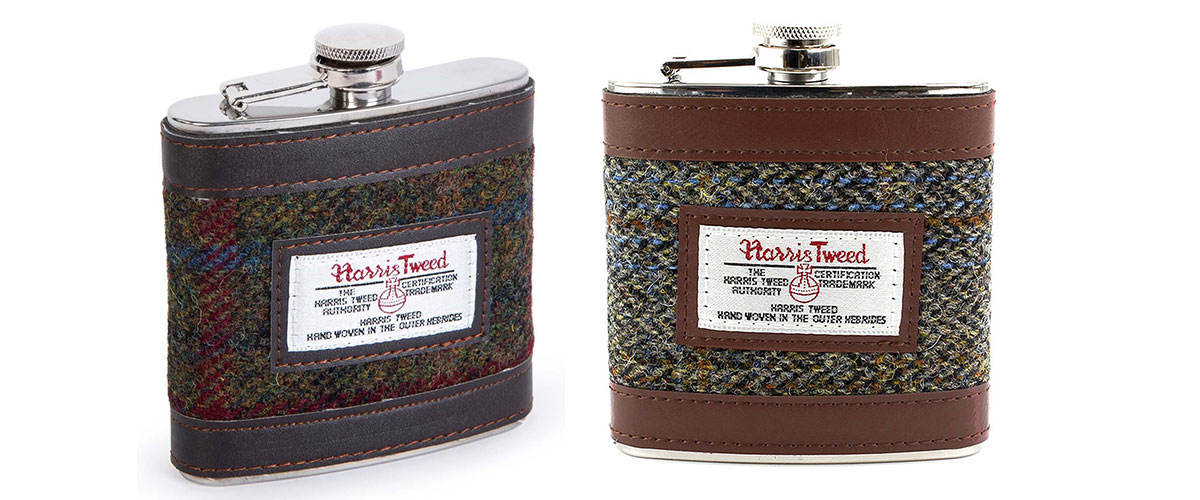 Harris Tweed hipflasks