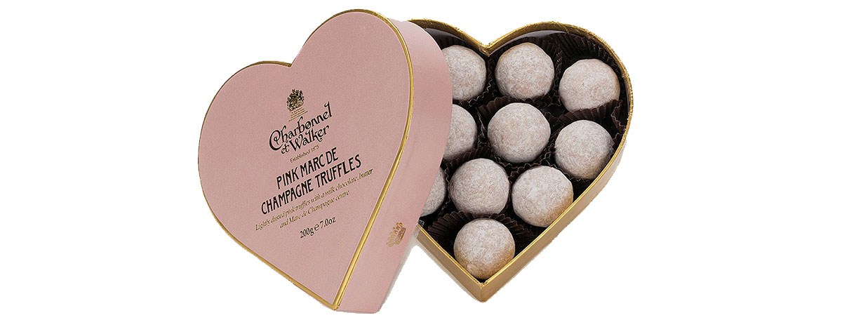 Charbonnel Et Walker Pink Marc De Champagne Truffles Large Heart