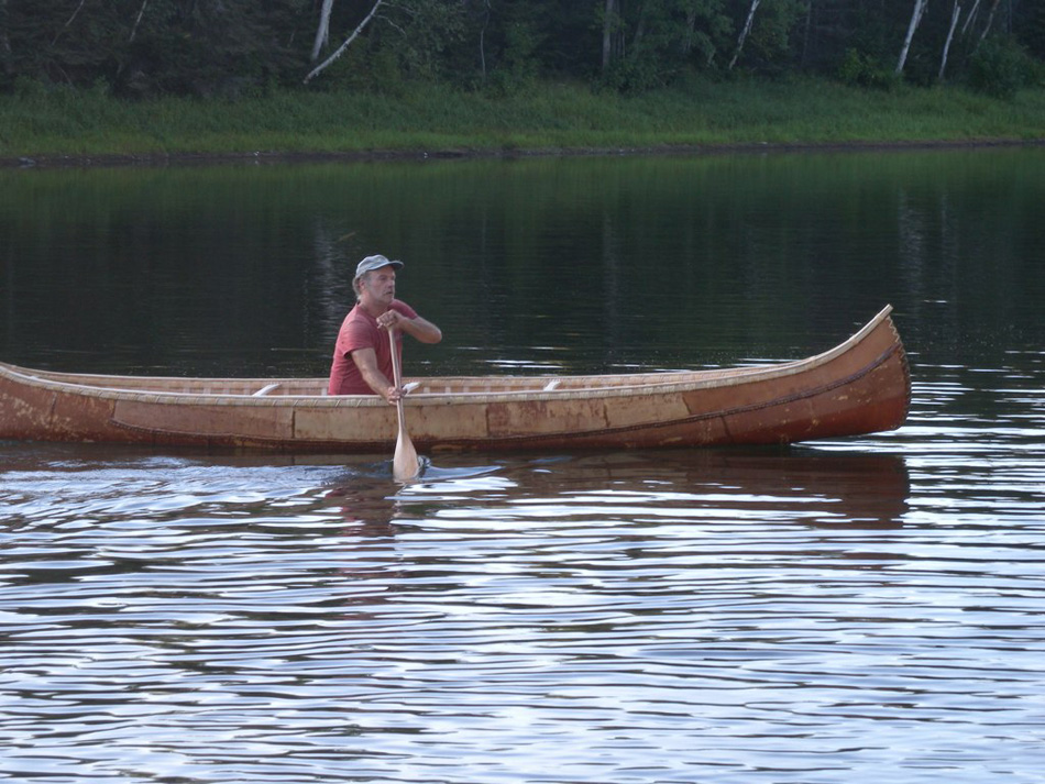 Natural birch canoe crafted by Tom Byers in Canada process