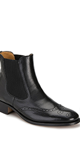 House of Bruar ladies black leather brogue detail ankle boot country fashion