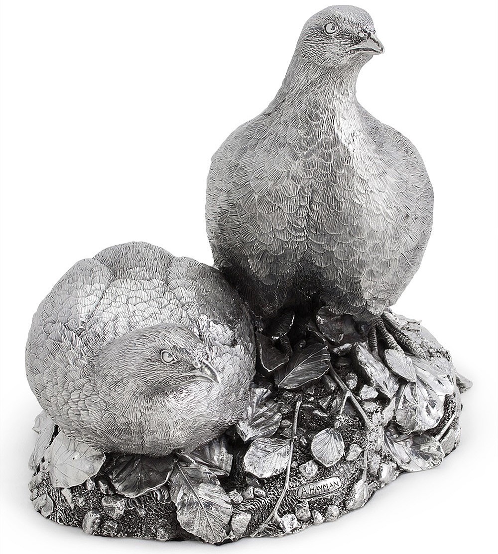 Silver partridge centerpieces