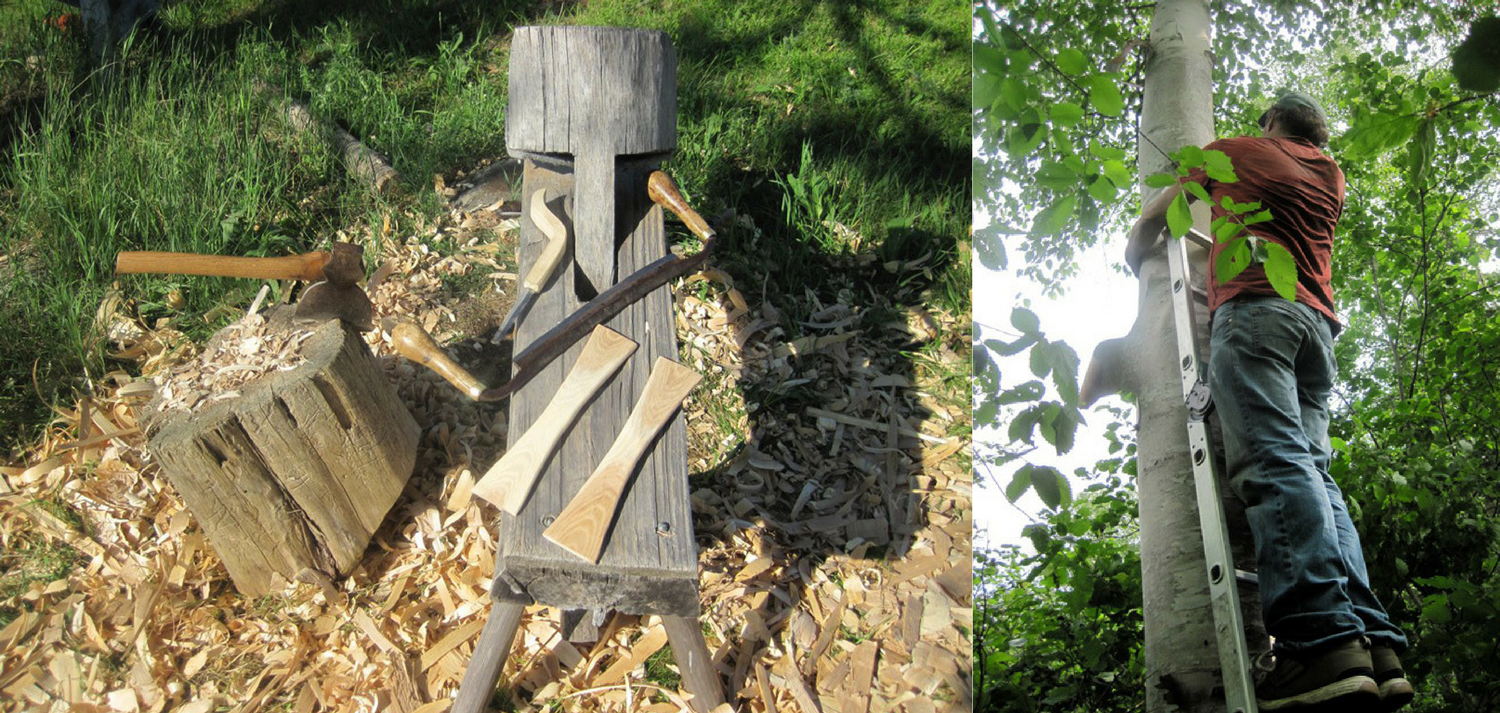 Natural birch canoe crafted by Tom Byers in Canada process