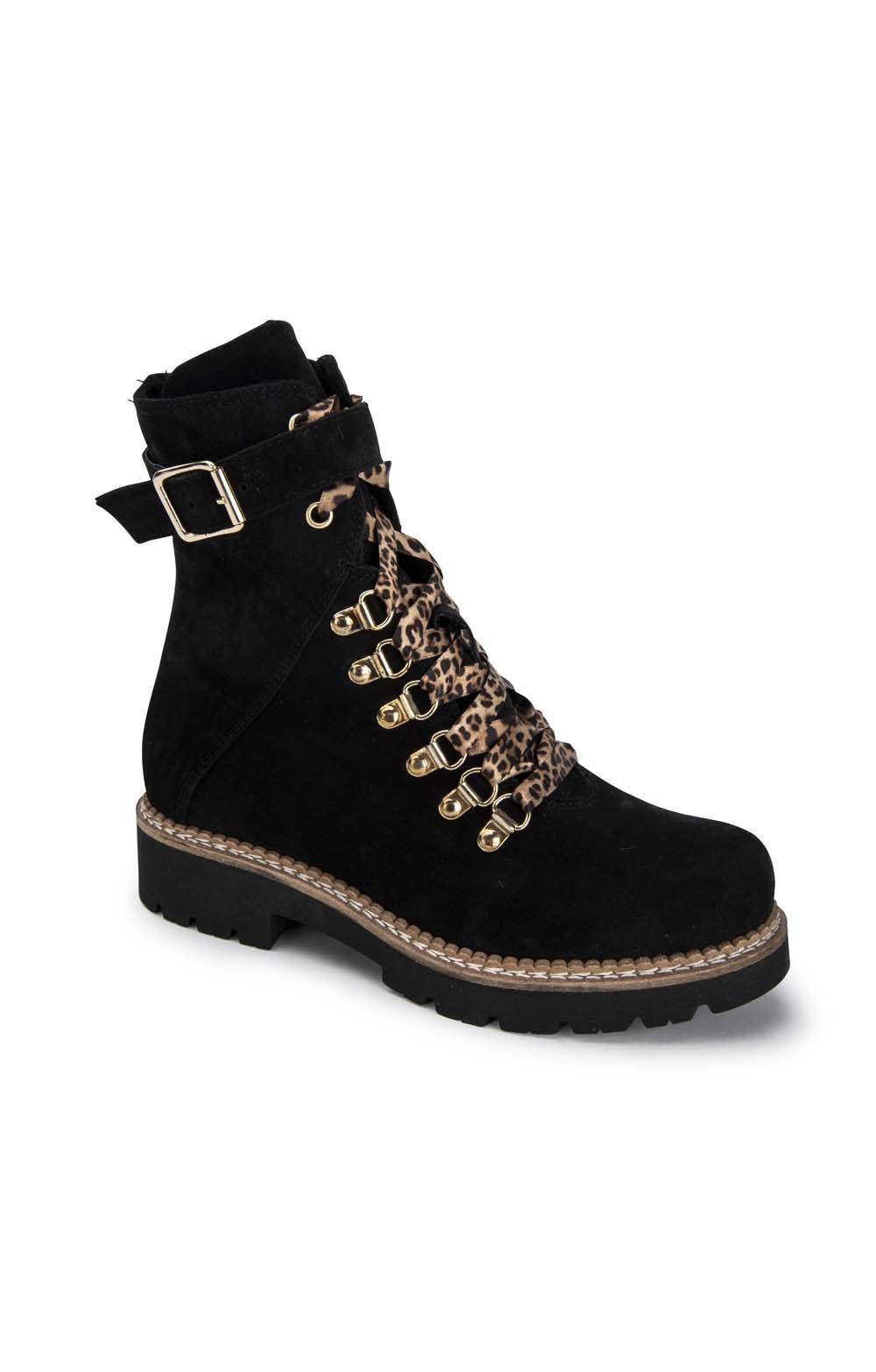 ladies black lace up boots