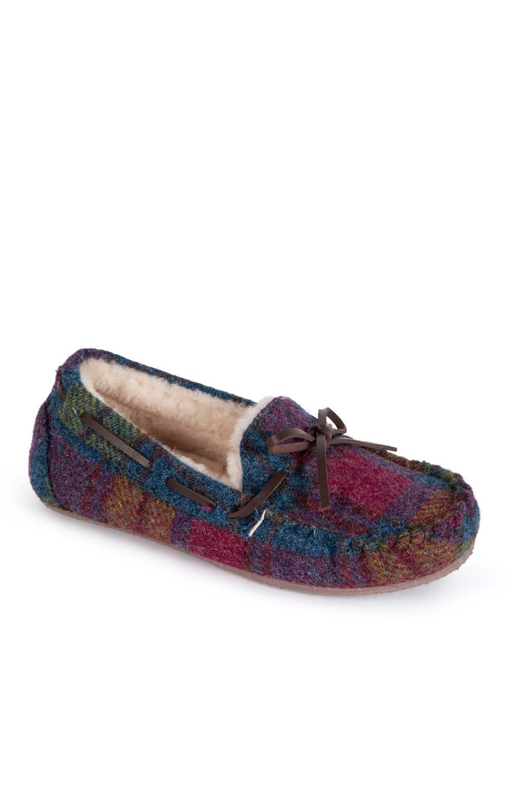 harris tweed moccasin slippers