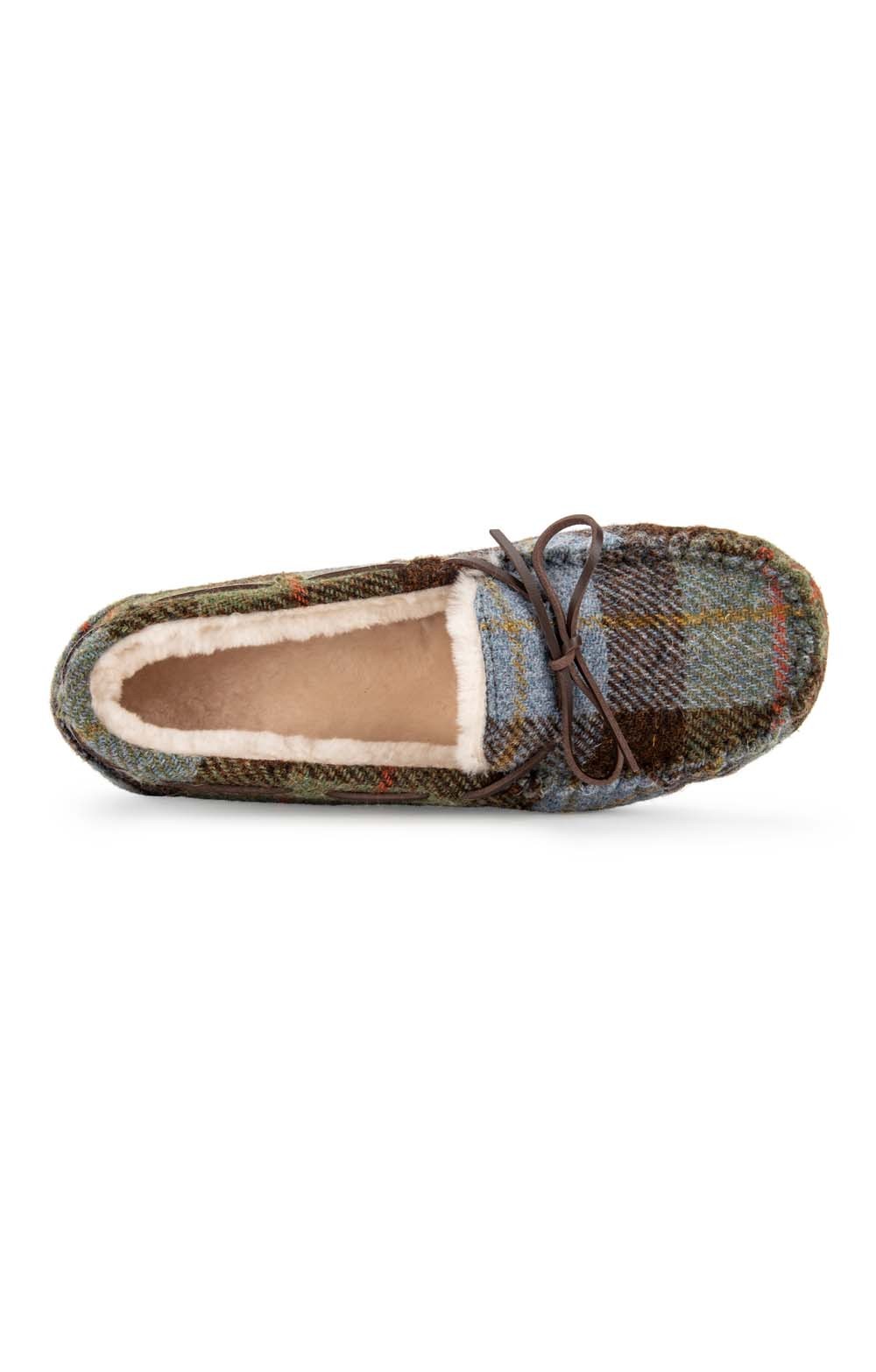 tweed moccasin slippers