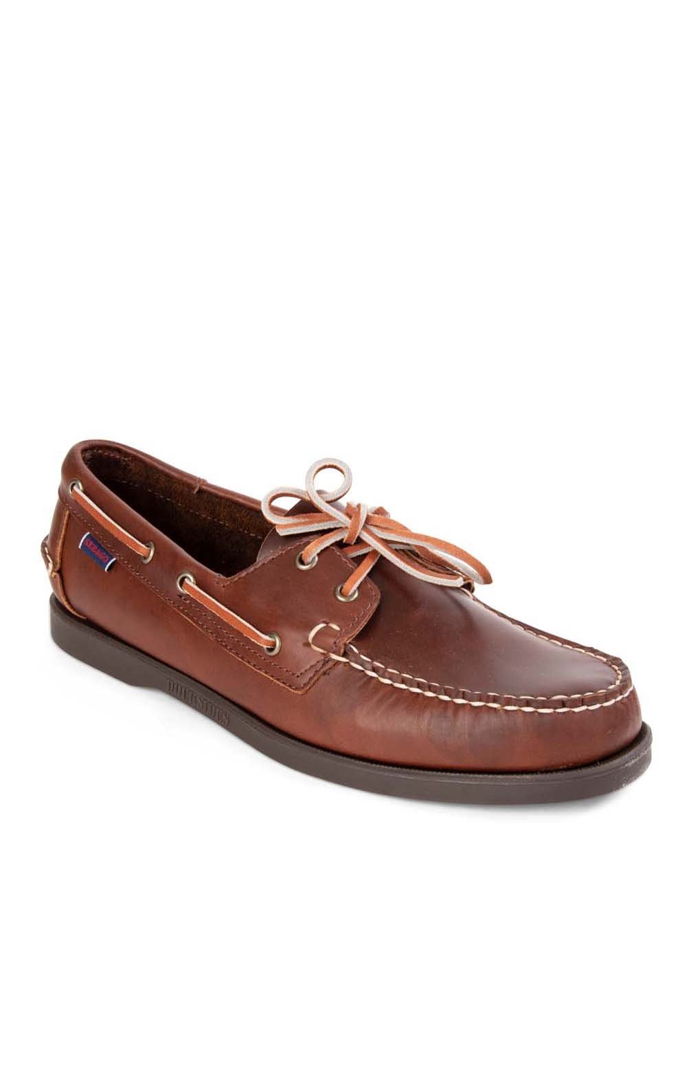 Men's Sebago Dockside Waxed Leather Boat Shoe | Brown