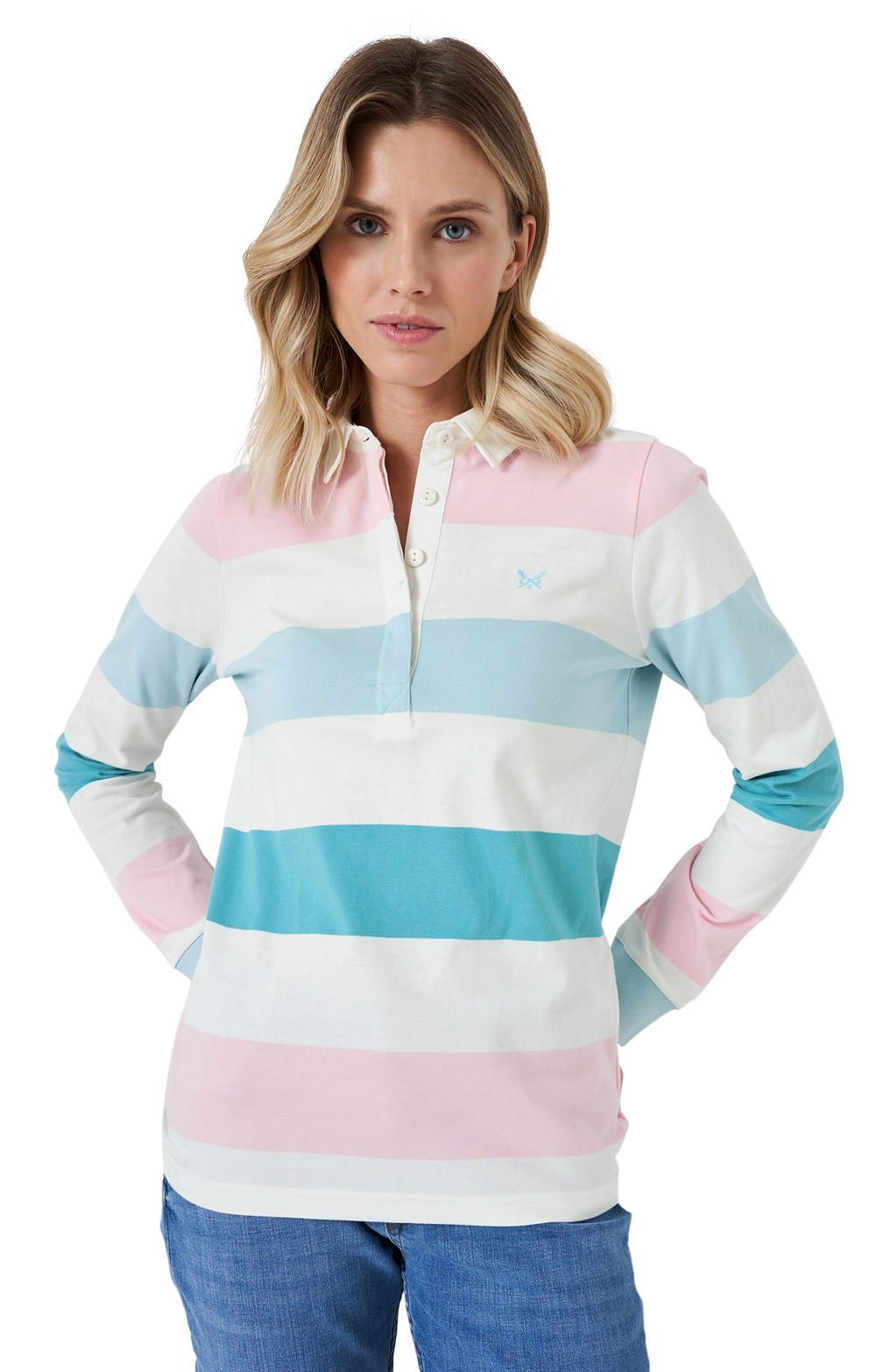 Ladies Classic Rugby Shirt, Pink/Blue