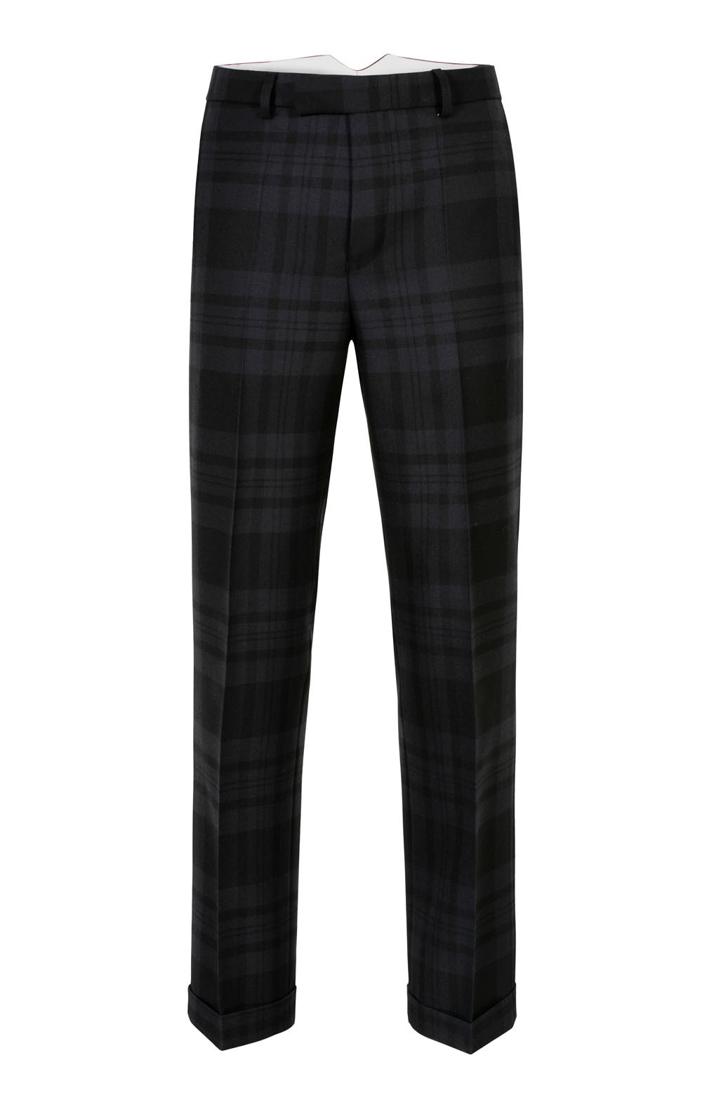 black plaid trousers
