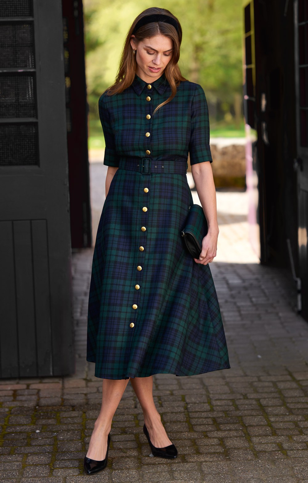 Plaid black dress store