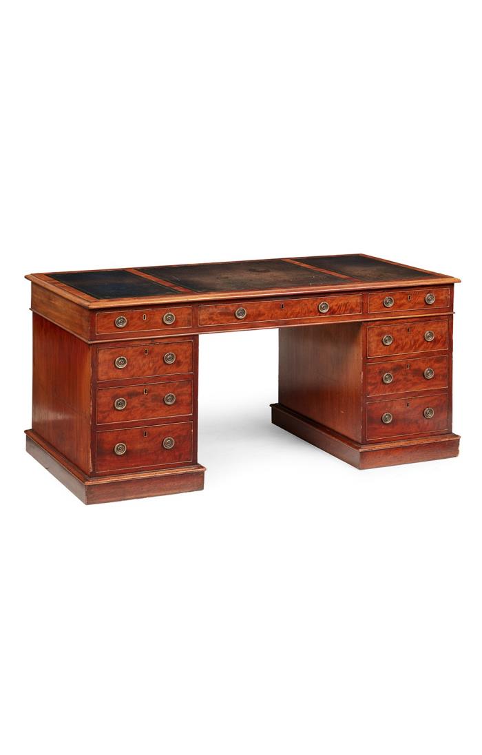 Georgian Style Mahogany Pedestal Desk Late 19th Century