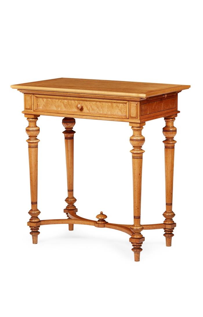 Early Victorian Curly Maple Work Table Mid 19th Century