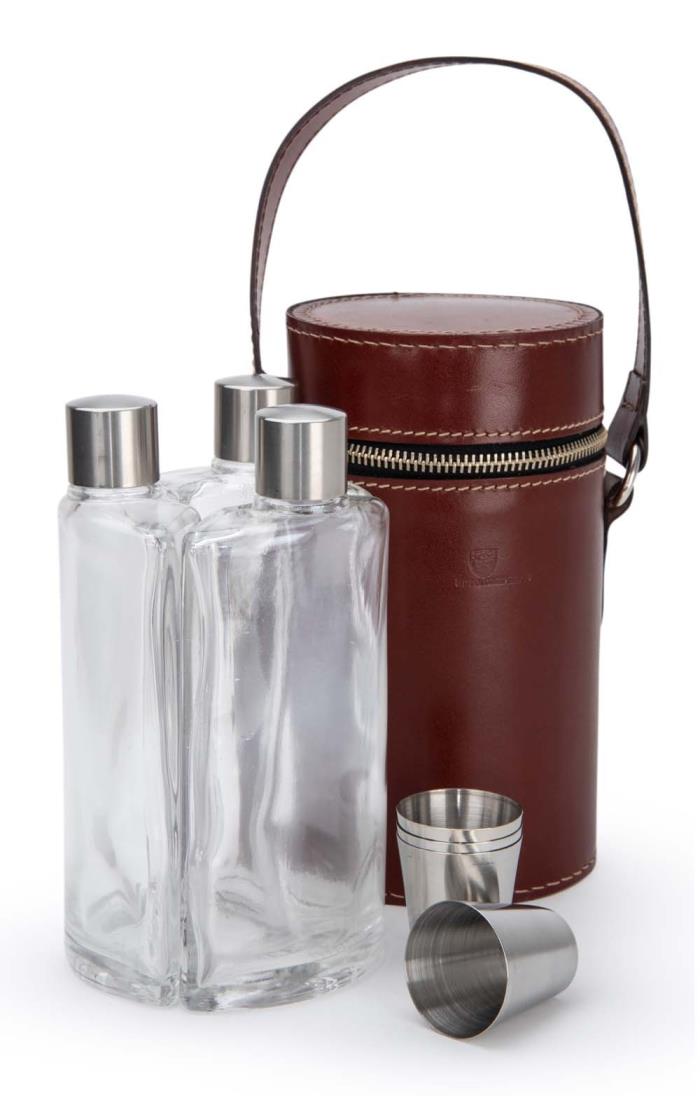 Leather Triple Flask Set - House of Bruar