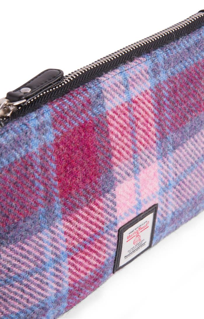 Terrapin Trading Scottish Harris Tweed Crossbody Bag - Pastel Pink Tweed Purse, Zipper Closure - View #11