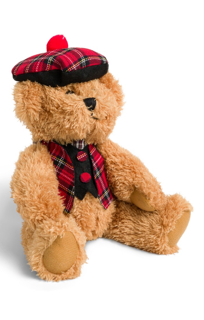 25cm Boy Teddy Bear with Scottish Tartan Outfit, Green House of