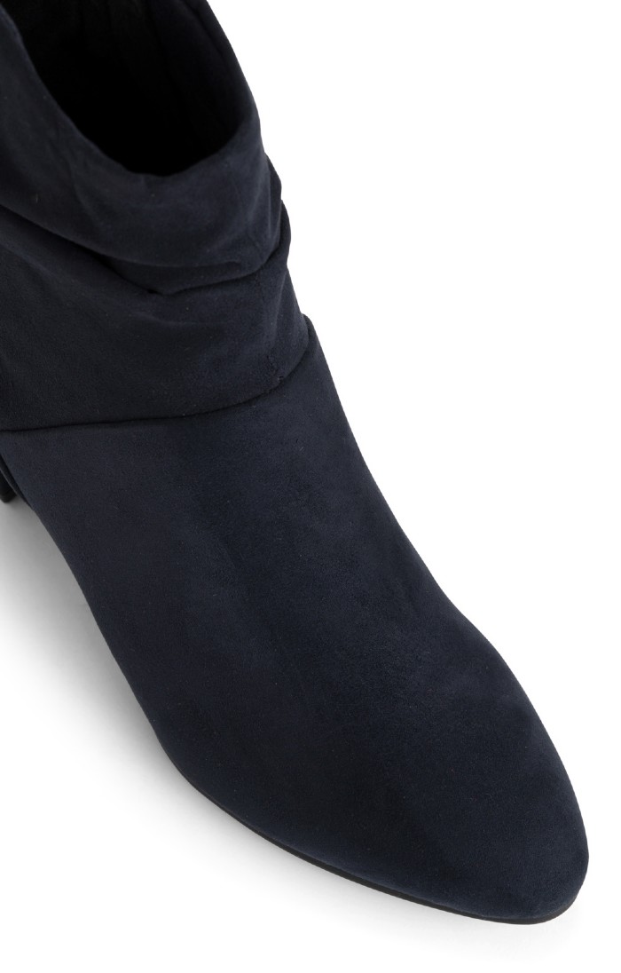 Ankle Boots Navy Slouch Boots Ladies Ruched Heeled Ankle Boots