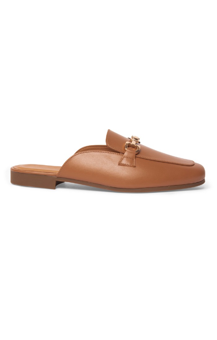 Ladies Leather Backless Snaffle Pumps Brown House of Bruar