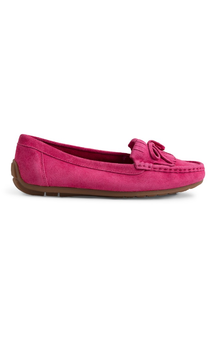 Ladies Suede Fringe Moccasins