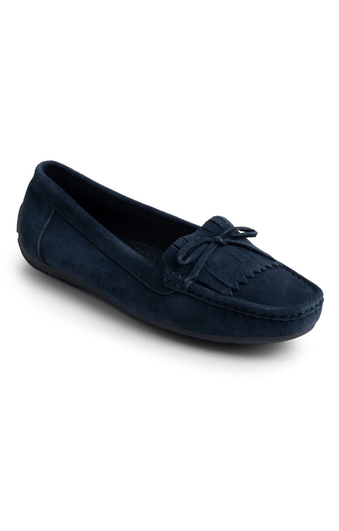 Ladies Suede Fringe Moccasins