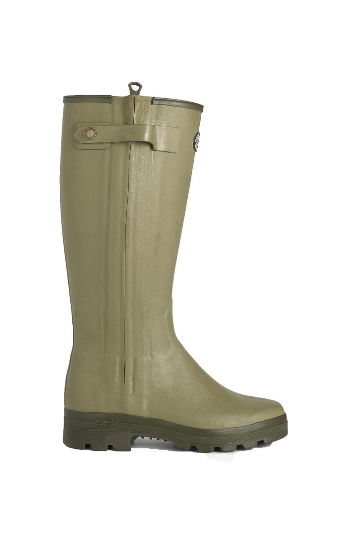 Ladies Le Chameau Chasseur Leather Lined Full Zip Welly, Green
