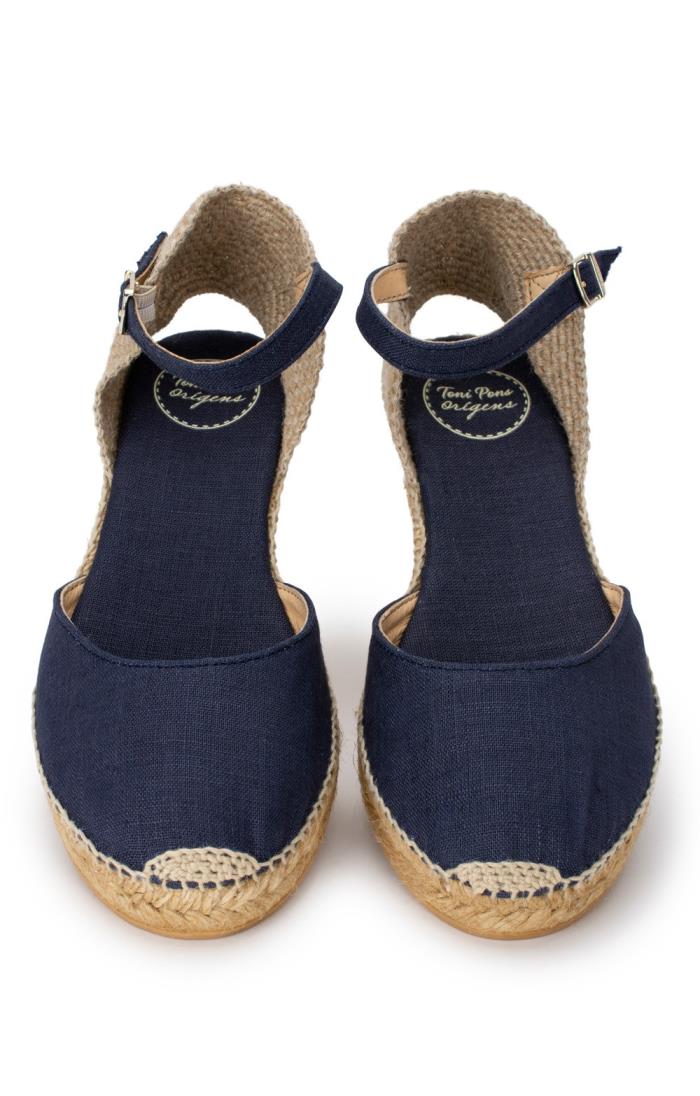 Ladies Linen Wedge Espadrille