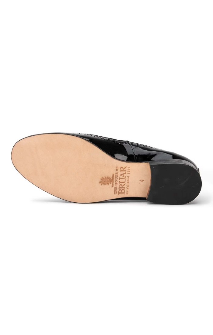 ladies black patent loafers