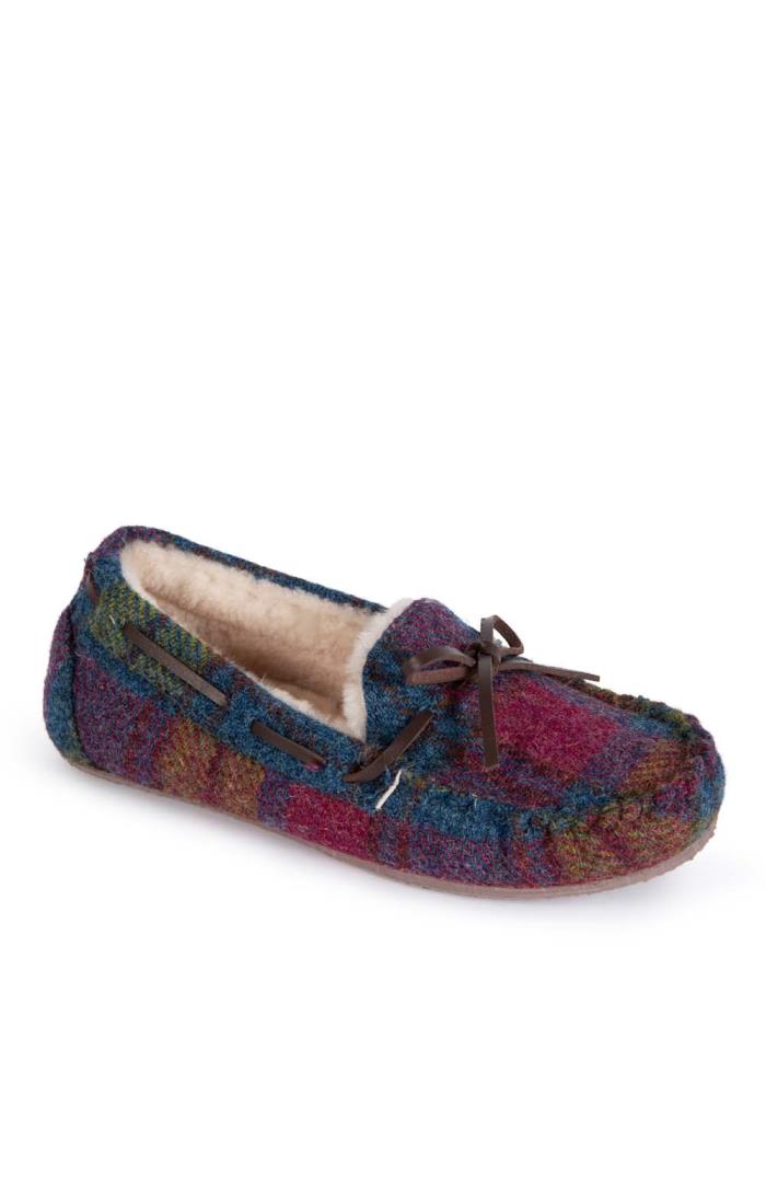 Ladies Harris Tweed Moccasin Slippers House of Bruar
