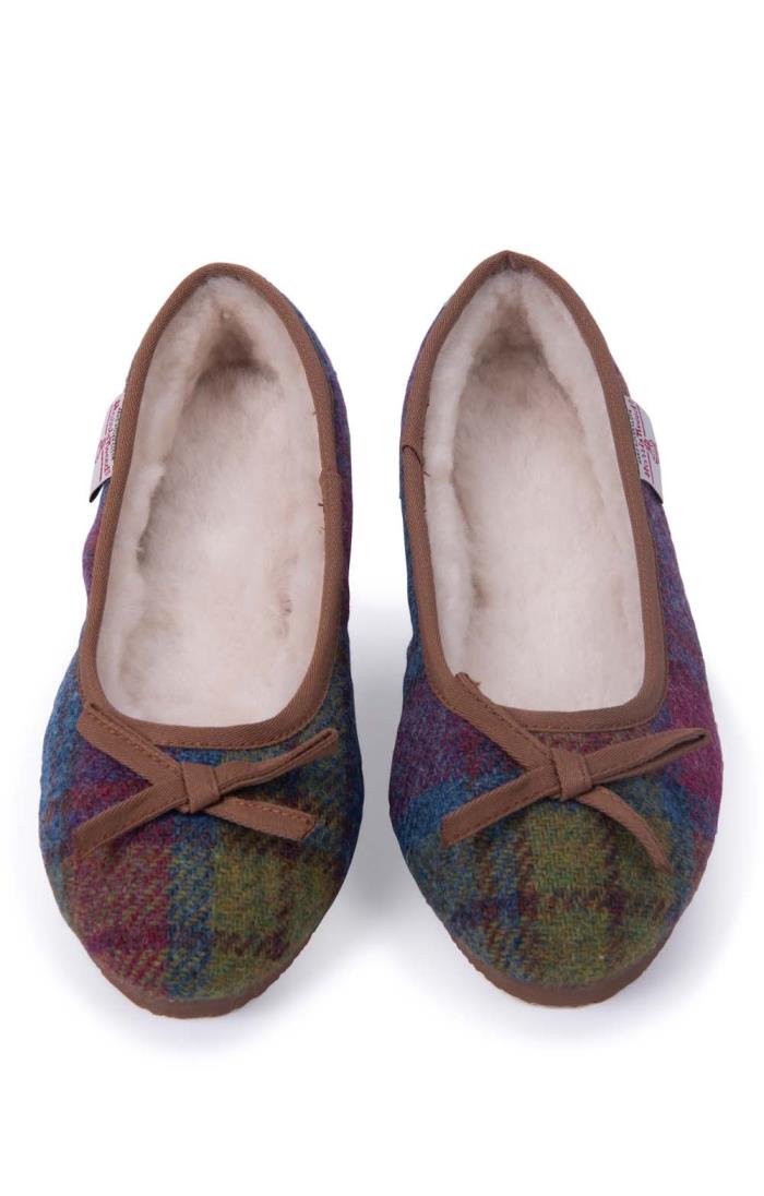 Ladies harris on sale tweed ballerina slippers
