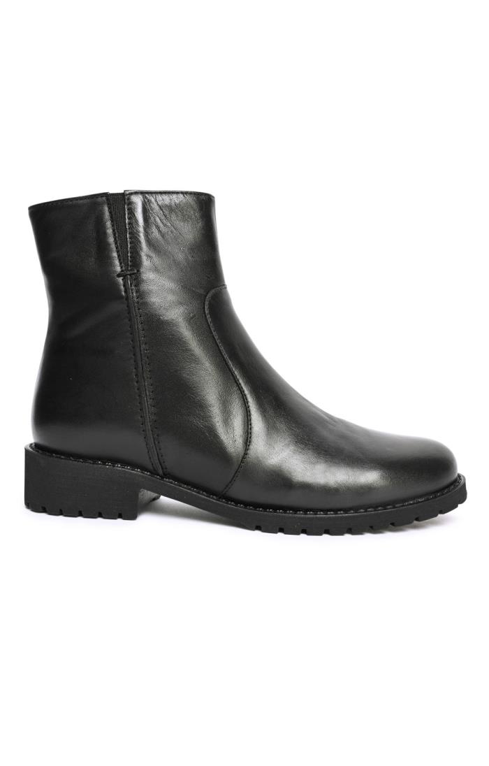 Ladies Leather Side Zip Ankle Boots Black House of Bruar