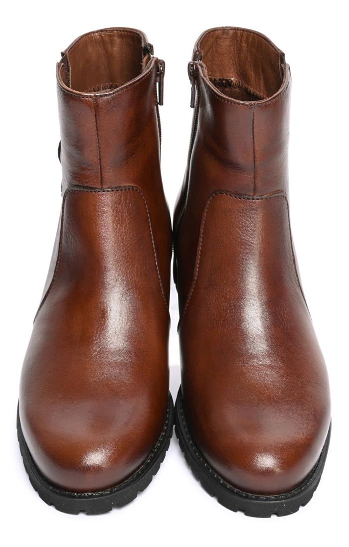 Ladies Leather Side Zip Ankle Boots Brown House of Bruar