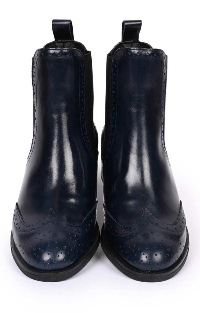 Ladies Leather Brogue Chelsea Boot, Black House of Bruar