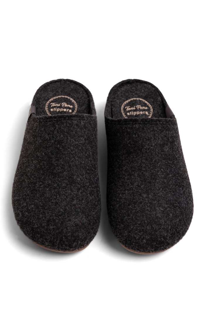 Men s Felt Mule Slipper Black House of Bruar