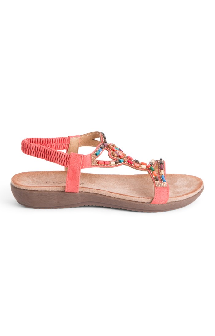 Ladies Beaded Elastic Back Sandal
