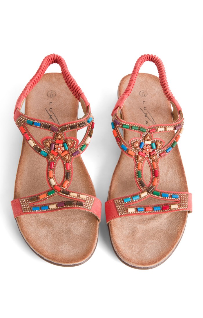 Ladies Beaded Elastic Back Sandal House of Bruar
