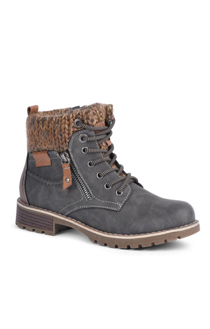 Ladies Knit Trim Waterproof Boot Grey House of Bruar