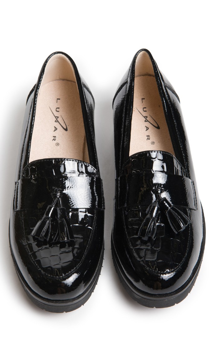 Womens black croc loafers clearance