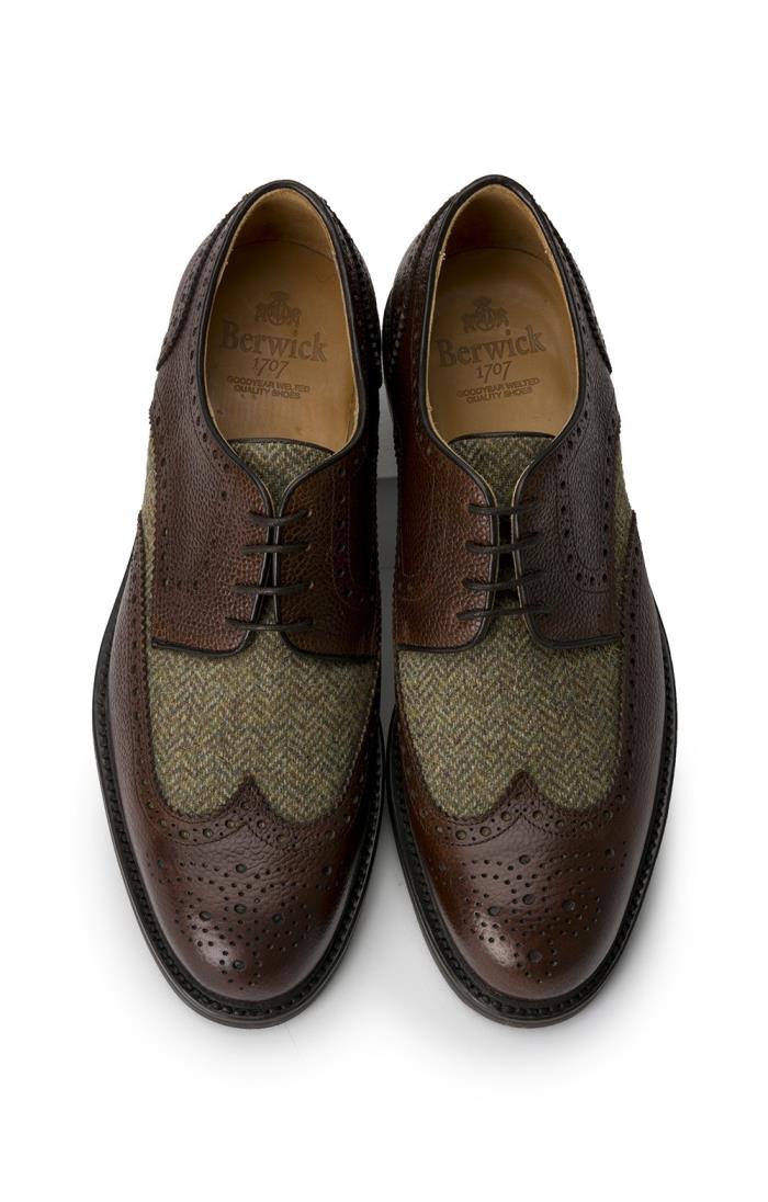 British Pure New Wool Tweed Brogue Shoe 