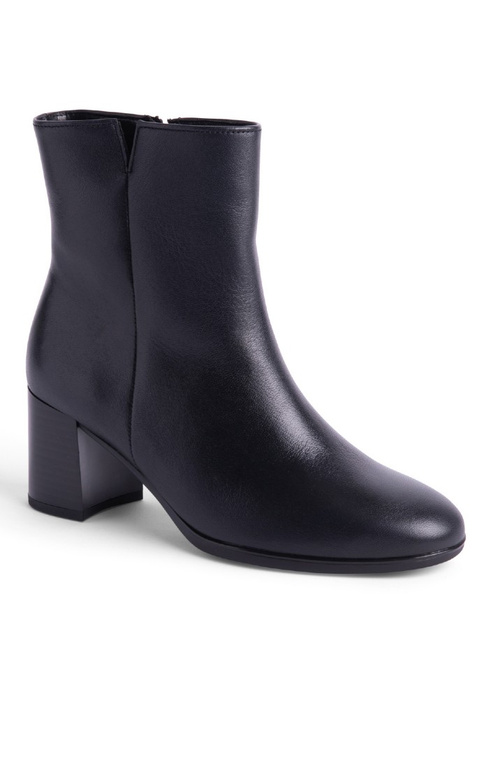 Ladies Heeled Plain Leather Ankle Boots