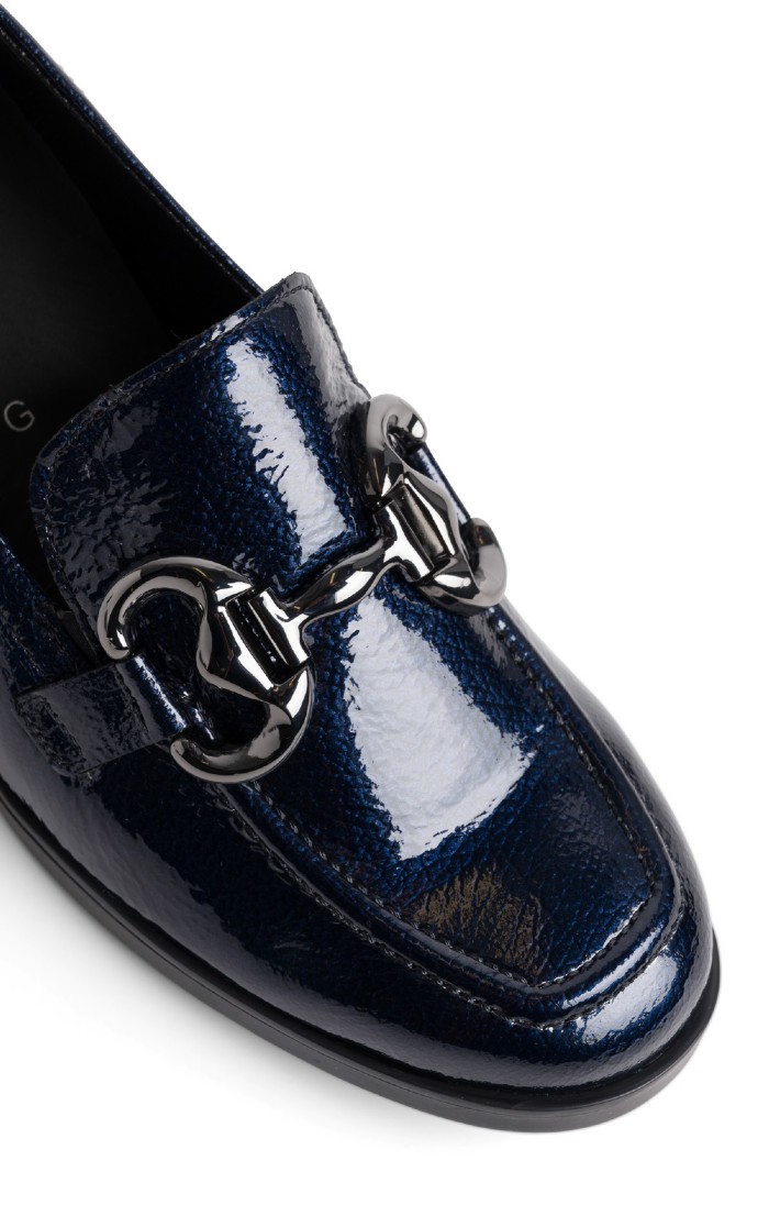 Ladies Gabor Dear Medium Heel Patent Loafers, Blue House of