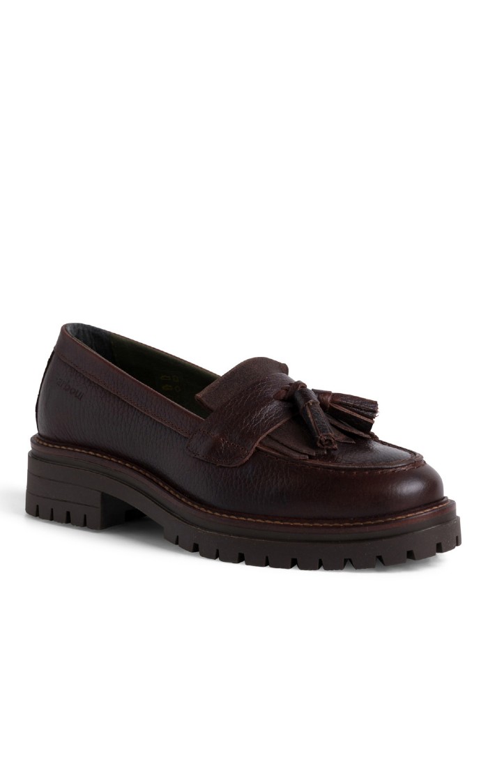 Ladies Barbour Dolores Tassel Trim Loafer Brown House of Bruar