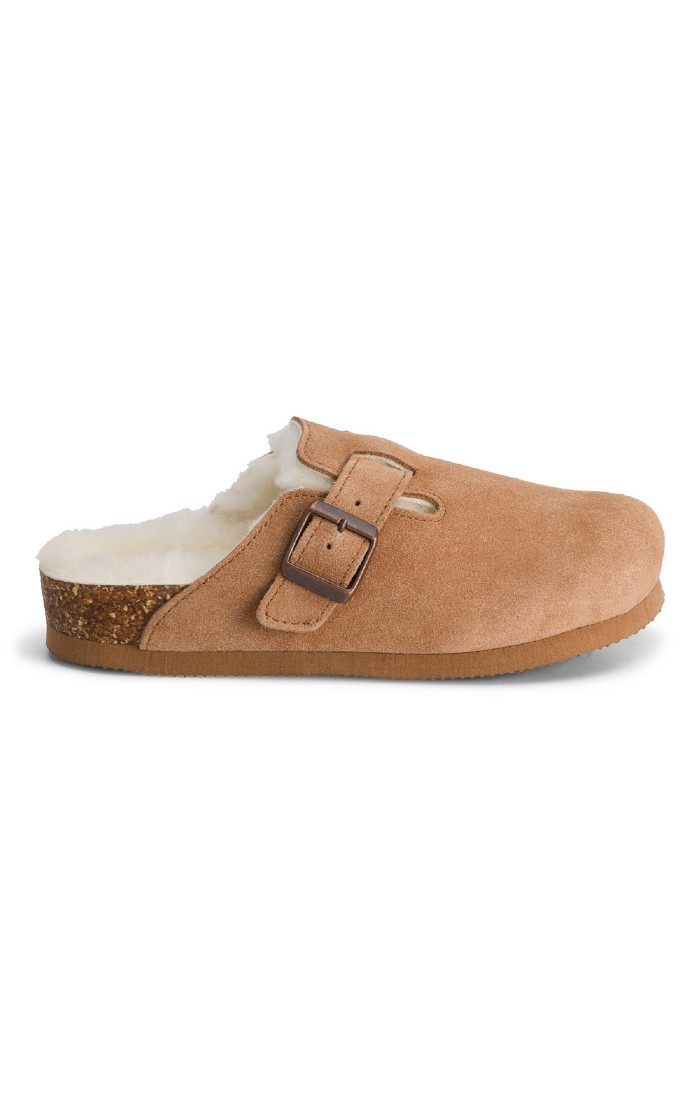 Ladies Sheepskin Buckle Mule, Brown House of Bruar
