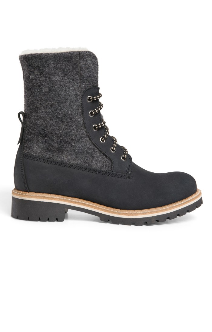 Ladies Felt Trim Wool Lined Boots