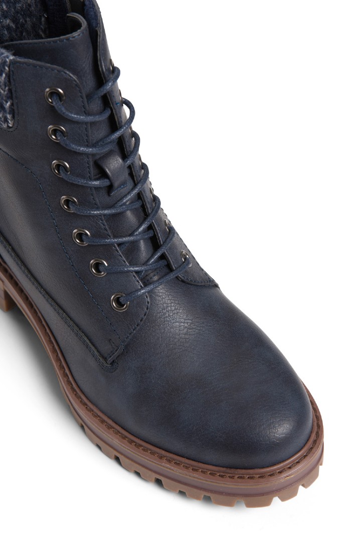 Ladies Knit Trim Walking Boots Navy House of Bruar