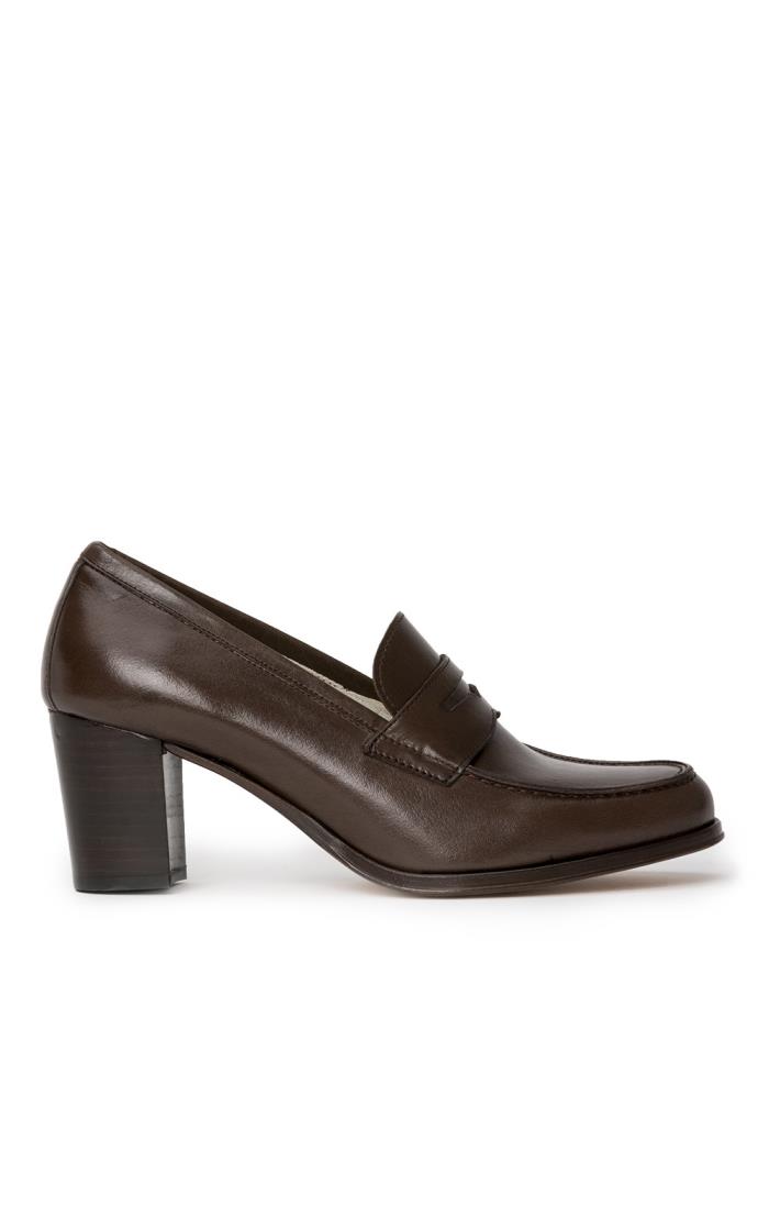 House of Bruar High Heel Penny Loafer - Navy Blue